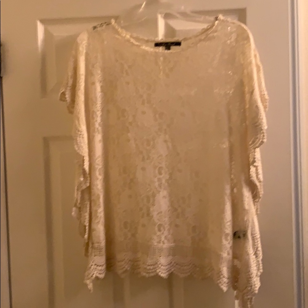 Lace sheer cream top M/L